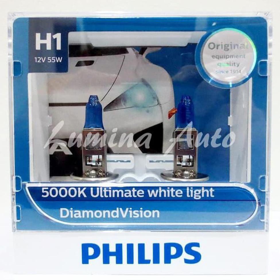 LJP Philips Diamond Vision H1 55 Watt - Lampu Halogen Mobil Putih 5000K