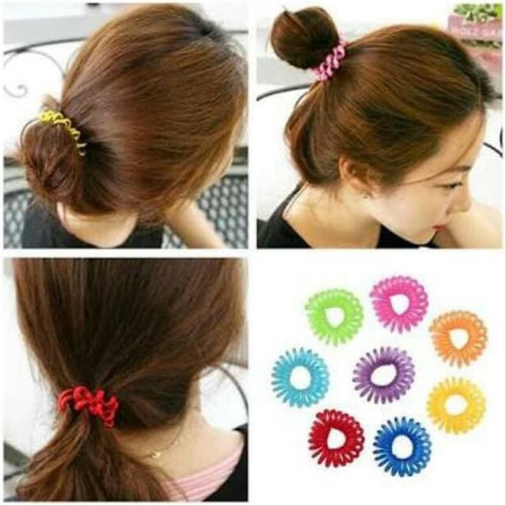 Ikat Rambut Kunciran Spiral Mini / Besar Warna Warni