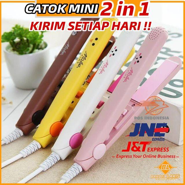 (COD) Catok Mini Portable Lurus dan Keriting Catok 2in1 Mini Karakter Mix