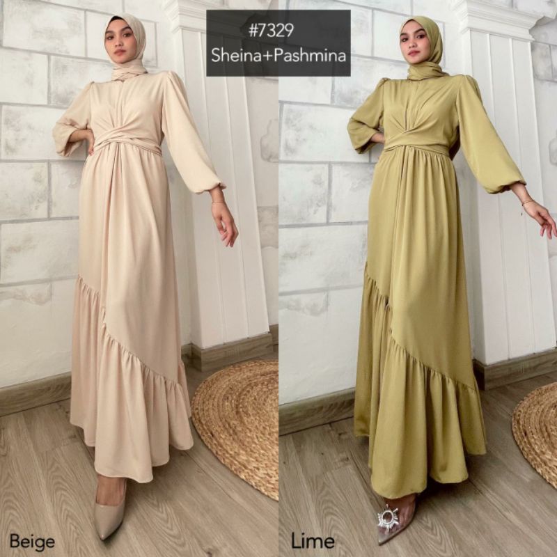MK Sheina dress dan pashmina MK Misty gamis pakaian baju lebaran MISSKAMIHIJAB
