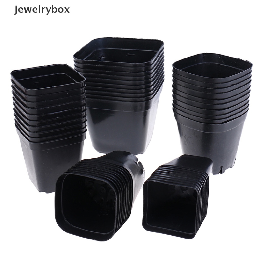 10 Pcs Pot Bunga Bahan Plastik Bentuk Persegi Kecil Warna Hitam Untuk Butik