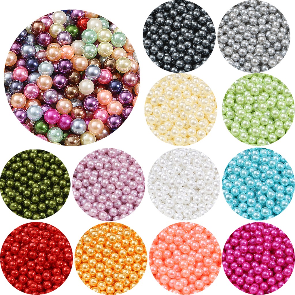3 mm Round Multi Color Plastic No Hole Acrylic Imitation Pearl Beads Loose Beads For DIY Scrapbook Decoration Craft Making