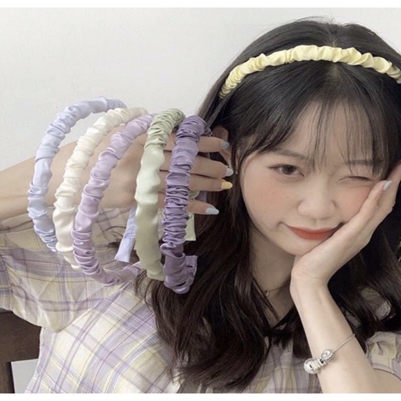 [BISA COD] 1Pcs Bando Scrunchie Korea Bandana Rambut Kain Polos Bando Wanita Aksesoris Rambut Pita Korean Fashion Style