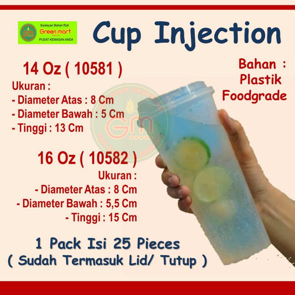 Thinwall Cup Injection 16 Oz Plus Tutup Lid 1 Pack Isi 25 Piecss Cup Plastik Untuk Minuman Boba. 105