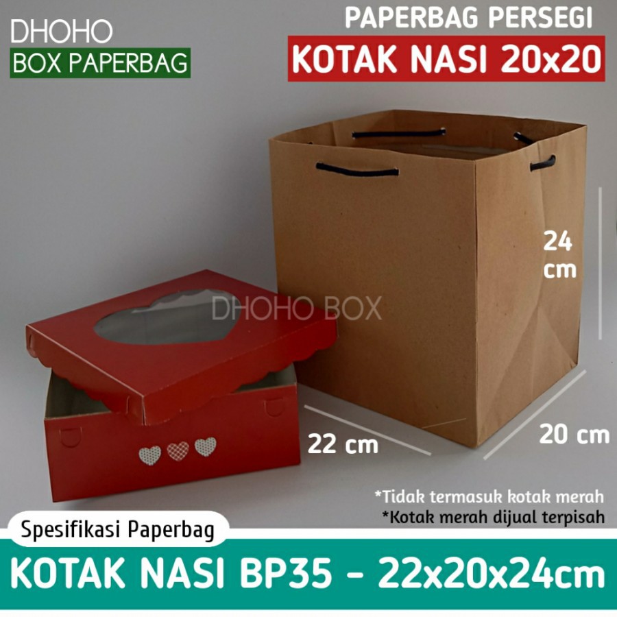 

ISI 12 BIJI paper bag murah tas dus box nasi 20x20 bp35 | tas berkat tas kertas