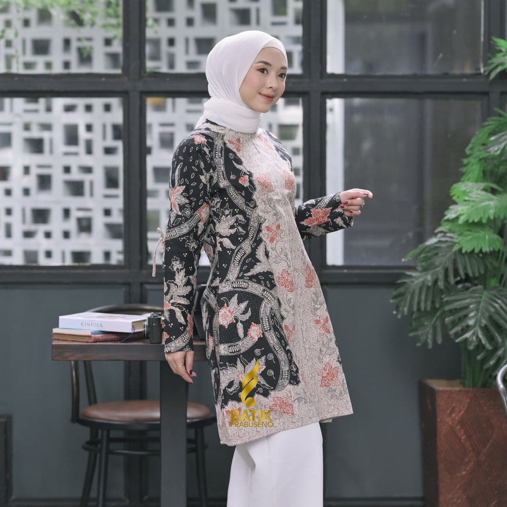 BAJU KEMEJA BATIK WANITA Prabuseno - ARUNA Tunik Batik Wanita Lengan Panjang
