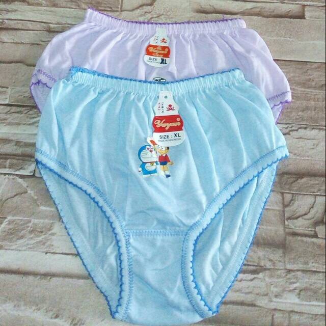 6 Pcs Celana Dalam Anak Perempuan - Polos Motif Tengah - Mix Warna