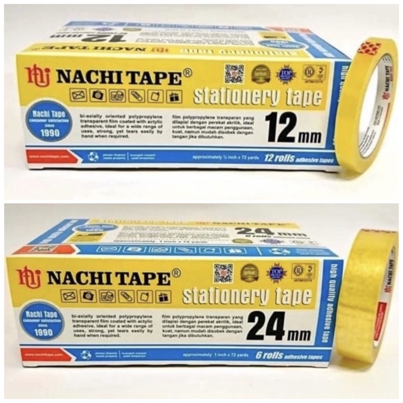 

SELOTIP BENING OPP NACHI 1/2”INCH DAN 1”INCH X 72 YARD / 1 KOTAK