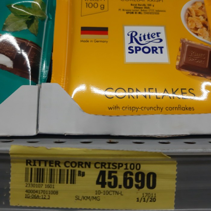 

504Oekho Ritter Sport Cokelat 100Gr Dark Chocolate Selection Promo Termurah - Cornflakes 6J477iyfi