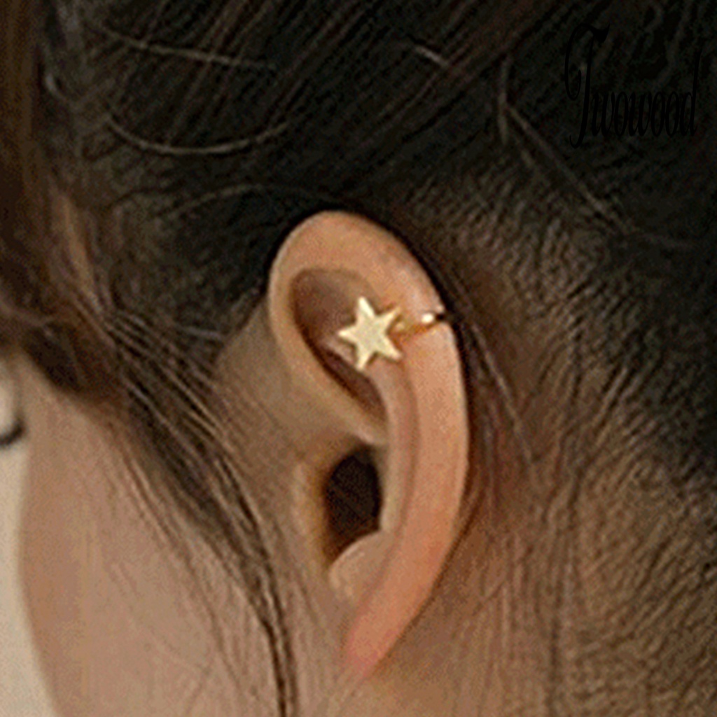 Anting Klip Tanpa Tindik Bentuk Hati Bintang Segitiga Bulan Bahan Alloy Untuk Wanita