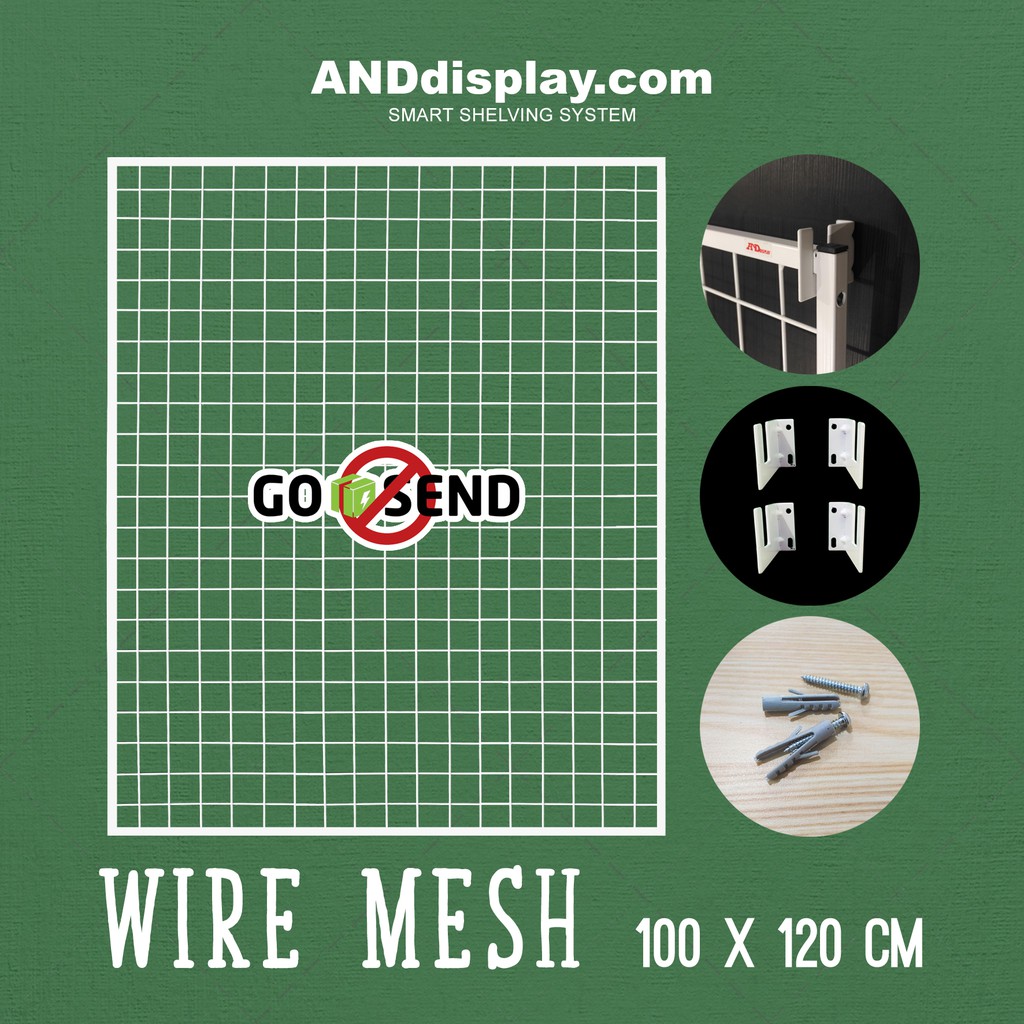 WIREMESH 100x120CM + H5 WALL PUTIH KAWAT RAM DINDING WIRE GRID