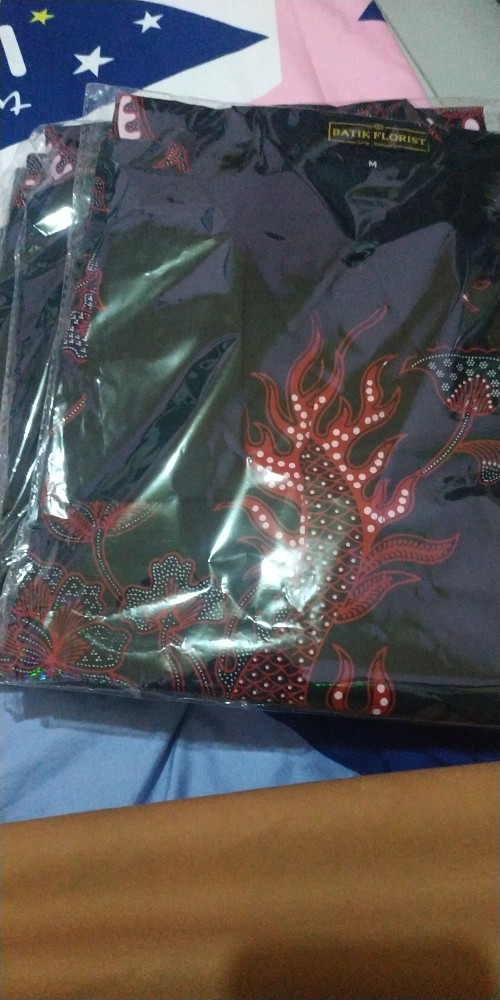 Batik Solo Naga Merah Panjang Kemeja Pria Katun Halus Sragenan Full Furing