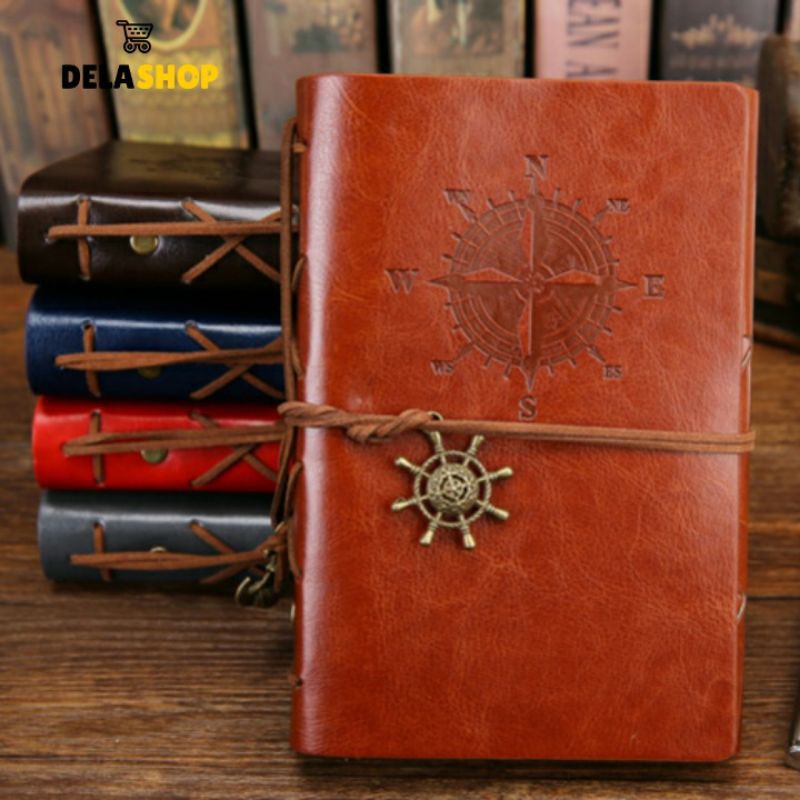 Binder Kulit Retro Compass Kertas A5 - Brown