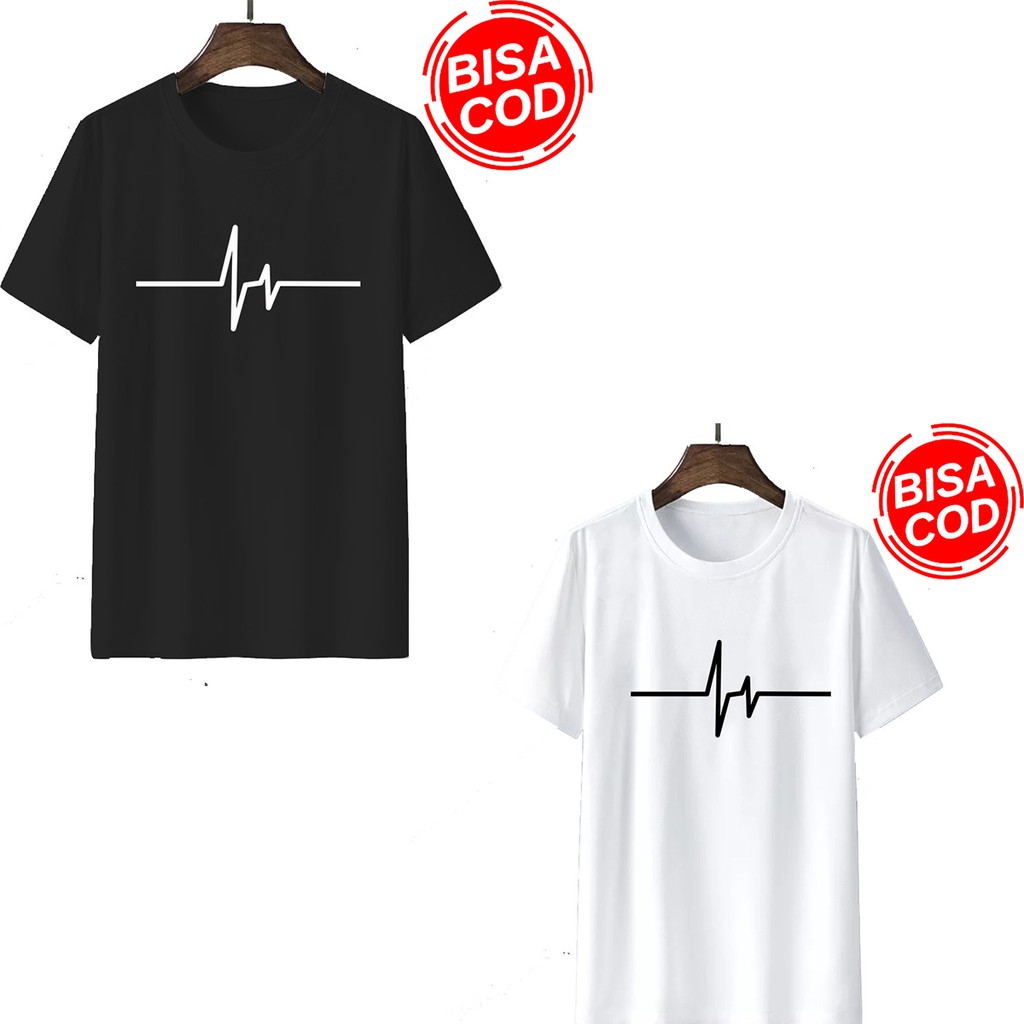 Kaos pria || kaos distro pria DETAK JANTUNG MS012 / Kaos pria sablon digital unisex