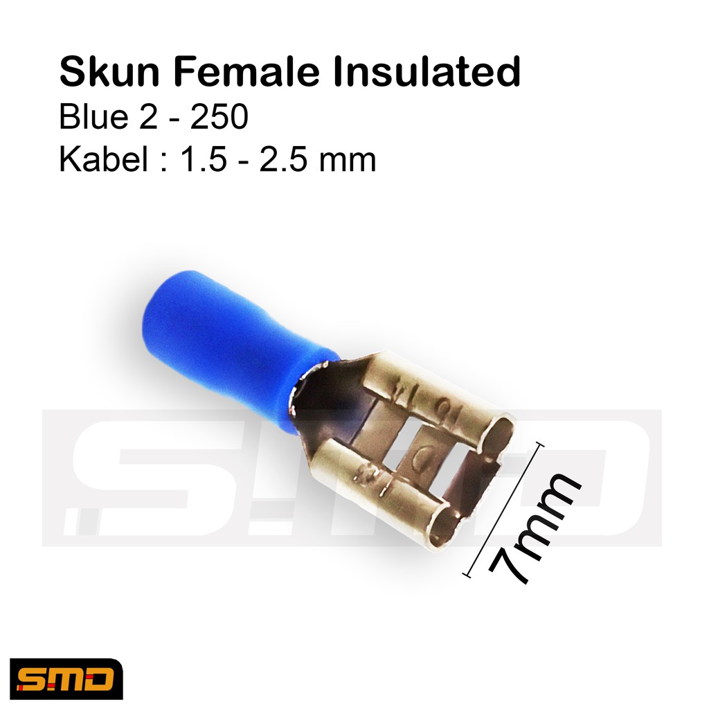 Skun Kabel Insulated Female FDD 2-250 Biru