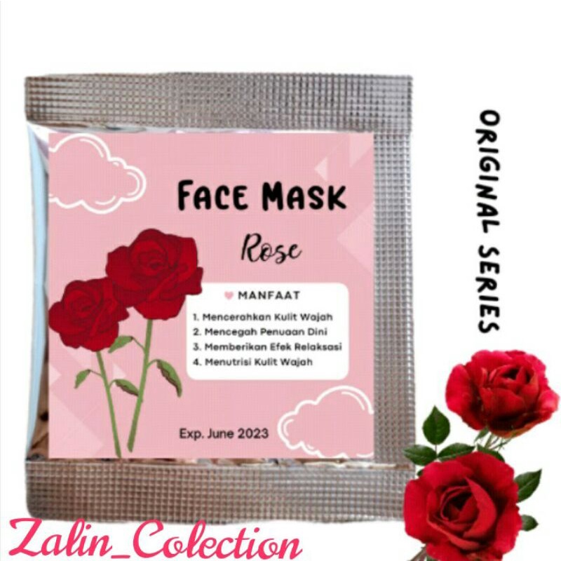 Masker wajah/Masker wajah organik/Masker wajah BPOM/Masker wajah (bunga mawar)