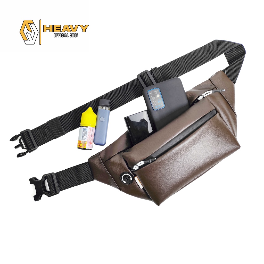 Tas Heavy Waistbag PU. Leather | Tas Pinggang Pria / Wanita | Tas Waistbag Cowok