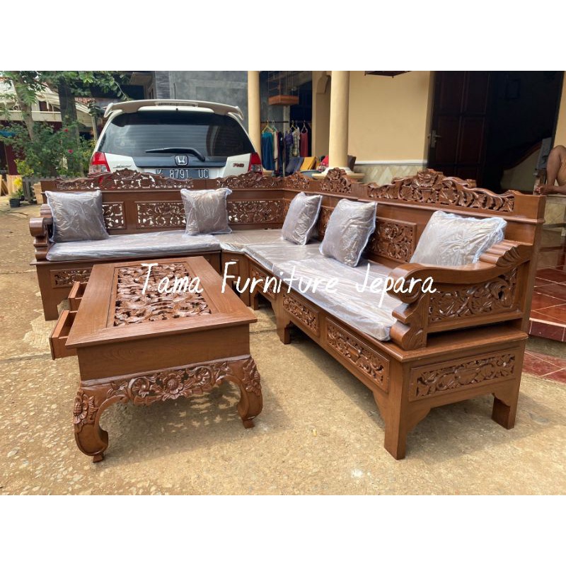Set Kursi Ruang Tamu Bagong Krawang Jati Furniture Jepara Termurah
