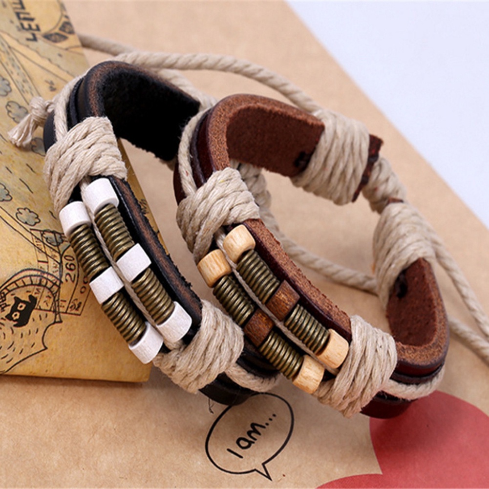 Hu Hu Hu Hu Hu Alat Bantu Pasang Kacamata♡ Gelang Tali Kulit Imitasi Kepang Handmade Gaya Punk Untuk Unisex