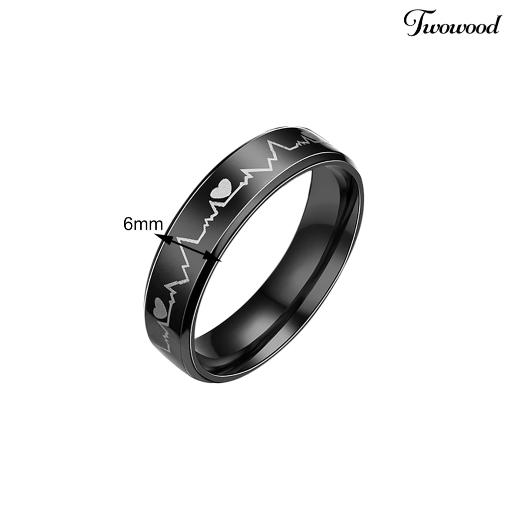 Cincin Bahan Stainless Steel Motif Detak Jantung Untuk Pernikahan