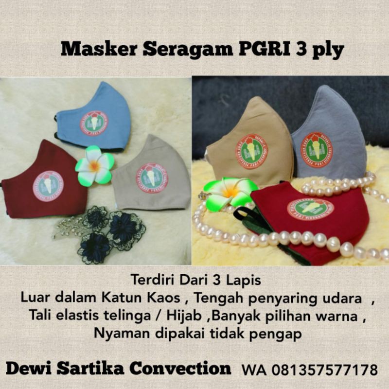 Masker PGRI Plus Logo Sablon