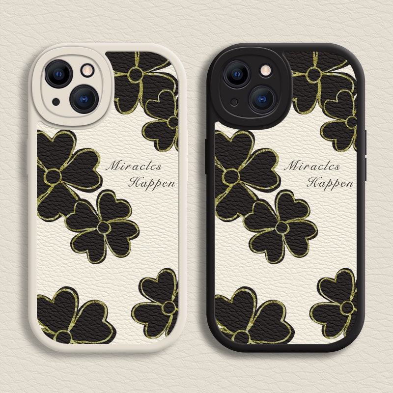 Soft Case Motif Daun Clover Untuk iPhone 6 7 8 Plus X XR Xs 11 Pro Max 14 13 12