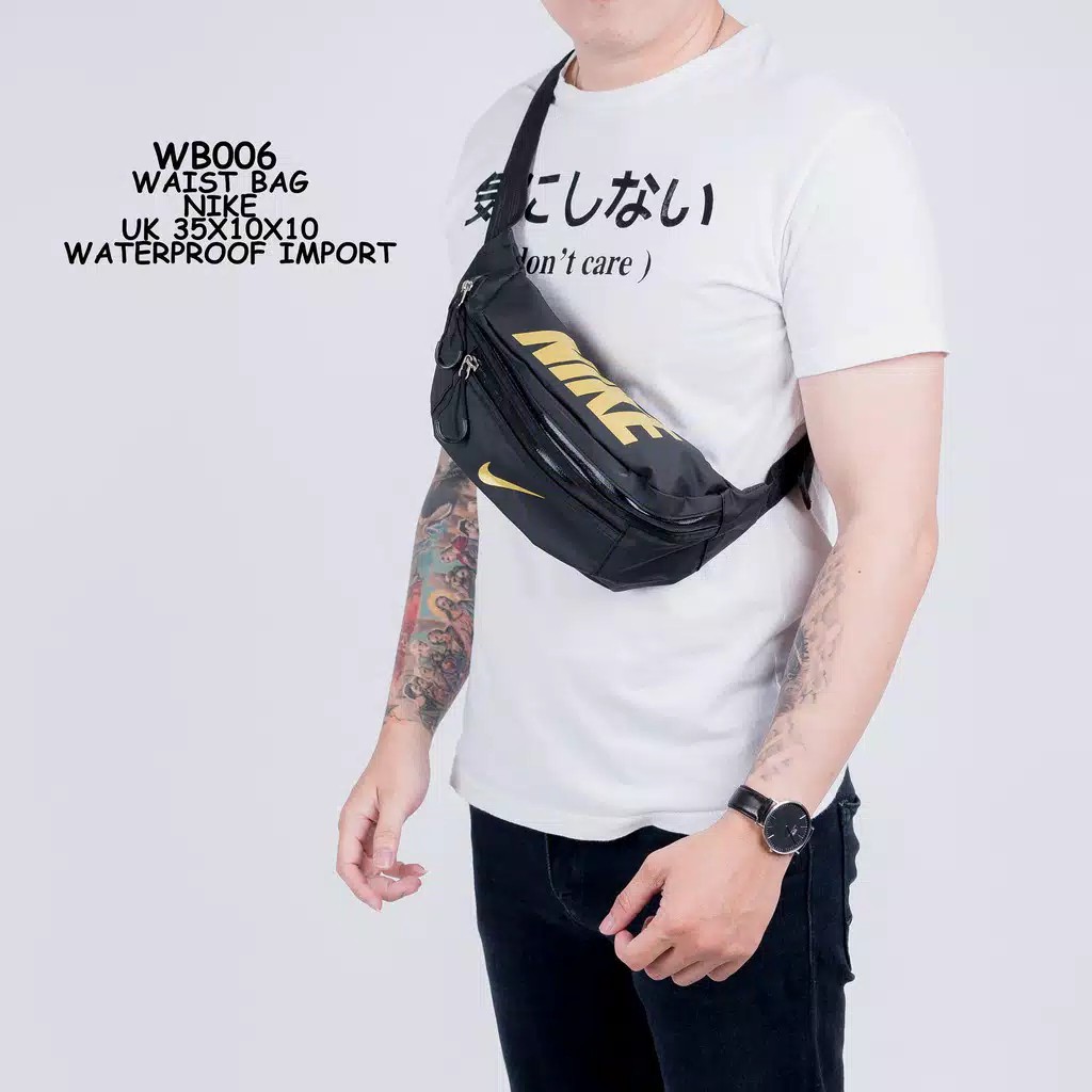 Tas Waistbag/Pinggang pria NIKE Gold Waterproof import Hiqh Quality