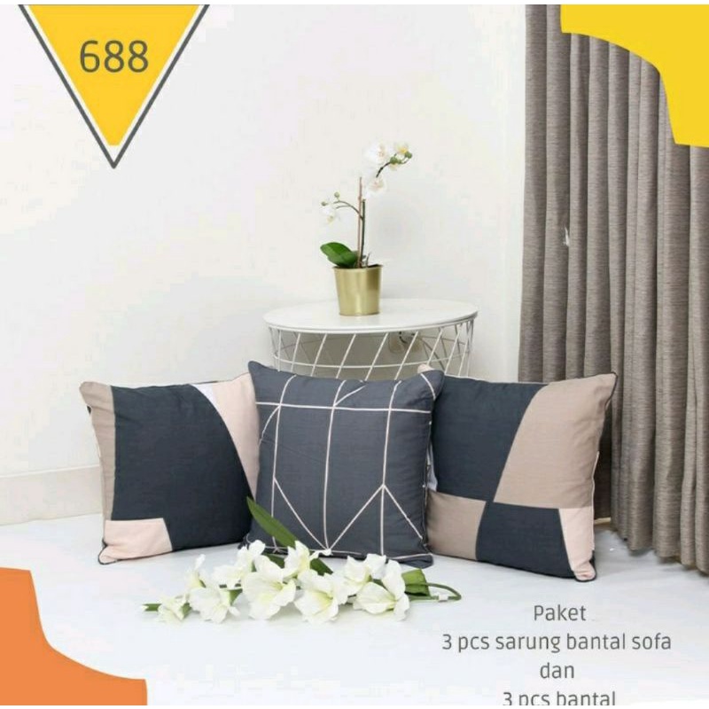 BANTAL SOFA 40X40 disain elegan ( 3 PCS bantal + 3 PCS sarung bantal )