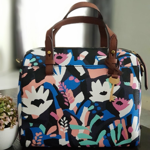 Fossil Rachel Satchel Dark Floral