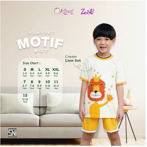 Kazel x Zebe PLAYSET BOY Motif 1 - 5 Tahun Pakaian Bayi Pakaian Anak Kekinian (1 Stel)