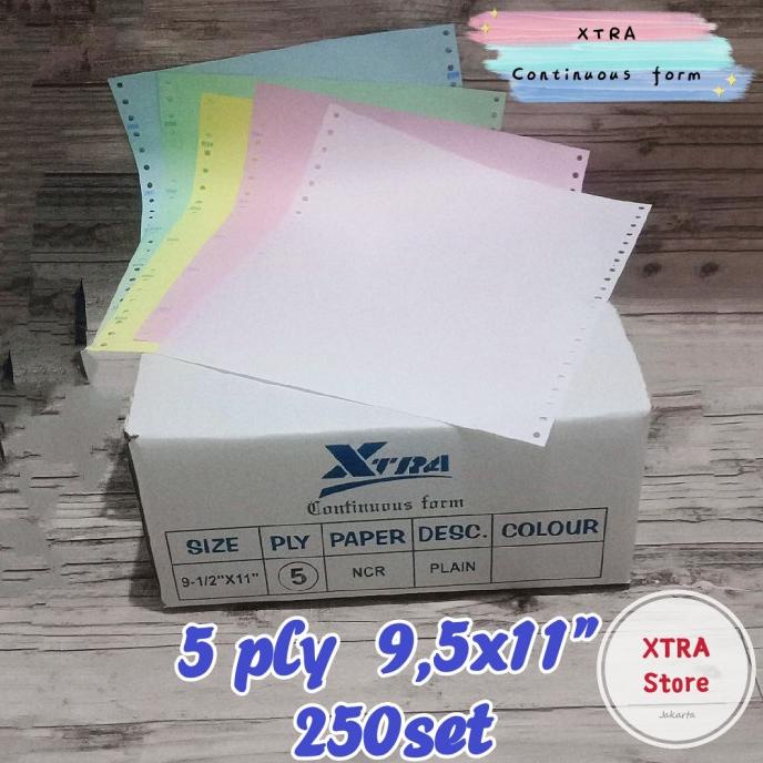

Kertas Continuous form 5ply NCR 250sets 9.5x11inc letter