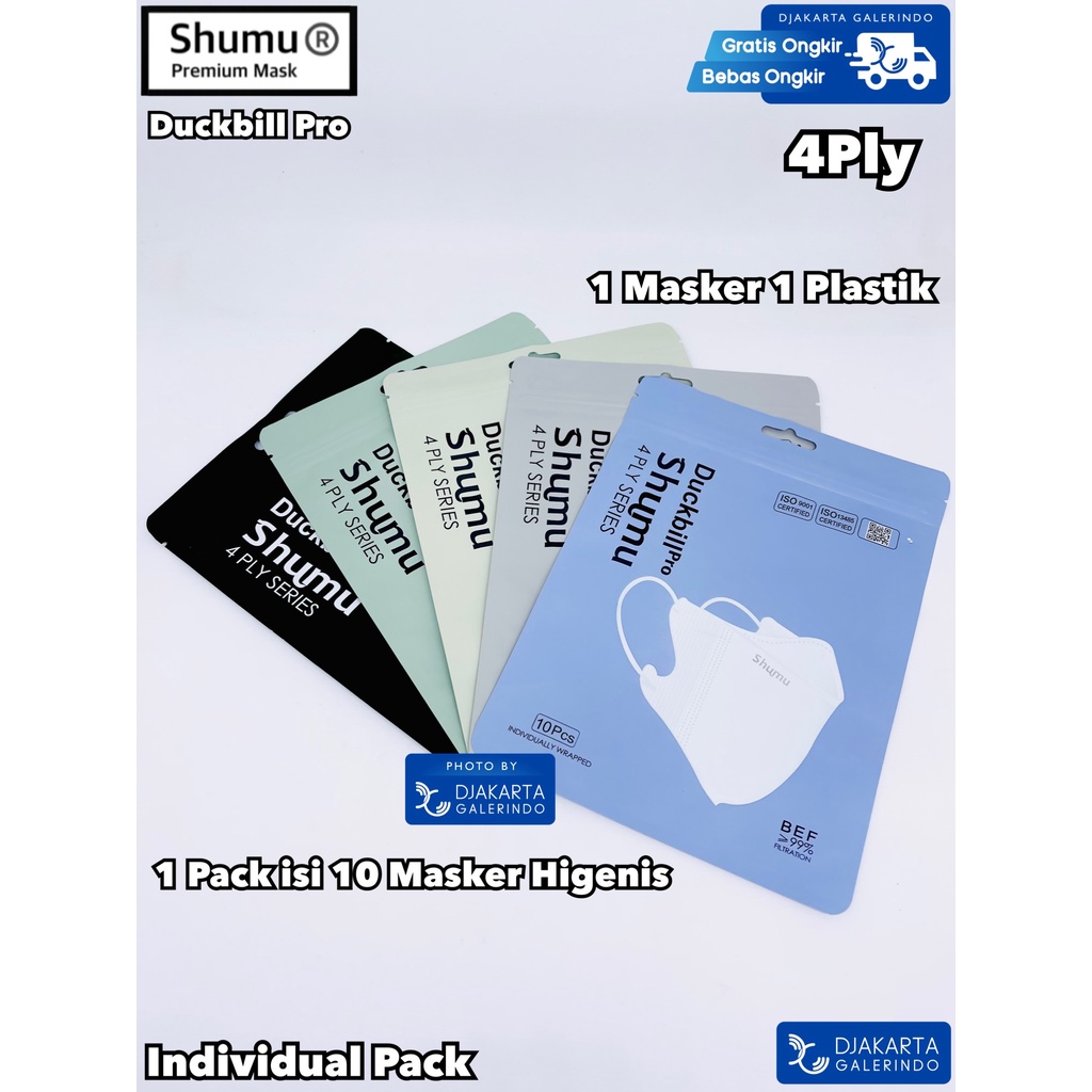 Masker Shumu Duckbill PRO 4Ply Individual Pack isi 10Pcs