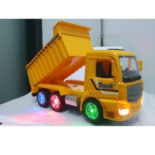 MAINAN MOBIL TRUK  PENGANGKUT LAMPU  MUSIK DUMP TRUCK BUMP 