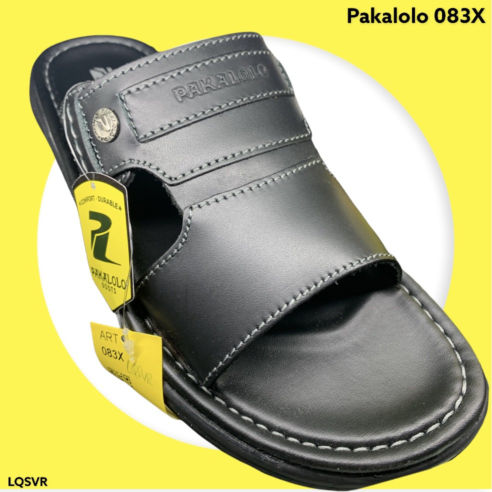 Sandal Pakalolo 083X Black- Sandal Pria - Sandal Cowok - Sandal Kulit - Sandal Keren - Sandal Bagus 
