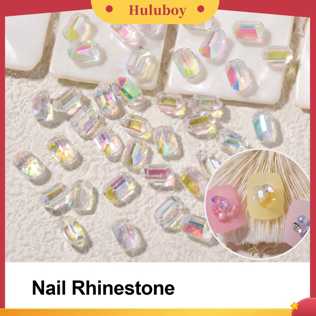 Huluboy Huluboy♡ 100 Pcs Berlian Imitasi Bentuk Persegi 3D Untuk Dekorasi Nail Art