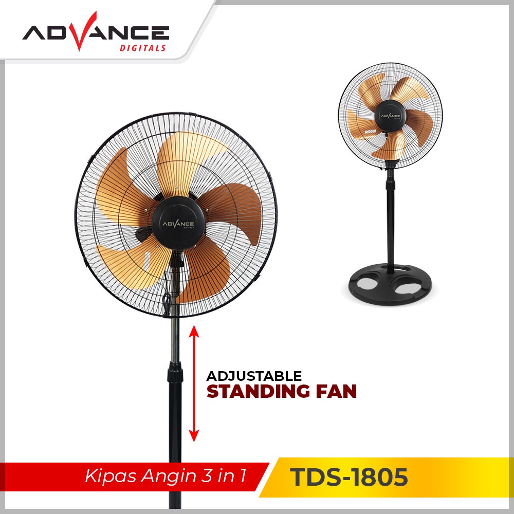 Advance Kipas Angin 3in1 Stand/Desk/Wall TDS-1805 Garansi Resmi Advance 1 Tahun Kipas Tornado