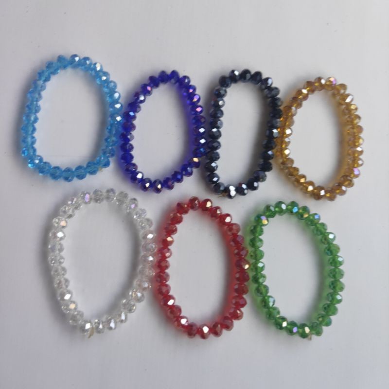 Gelang kristal bening elastis / gelang kristal metalik elastis