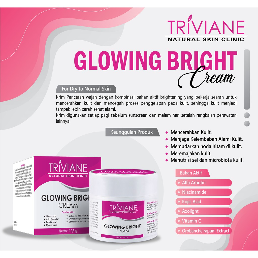 Triviane Glowing Bright Cream 12.5gr Original / Krim Malam Pencerah BPOM Aman