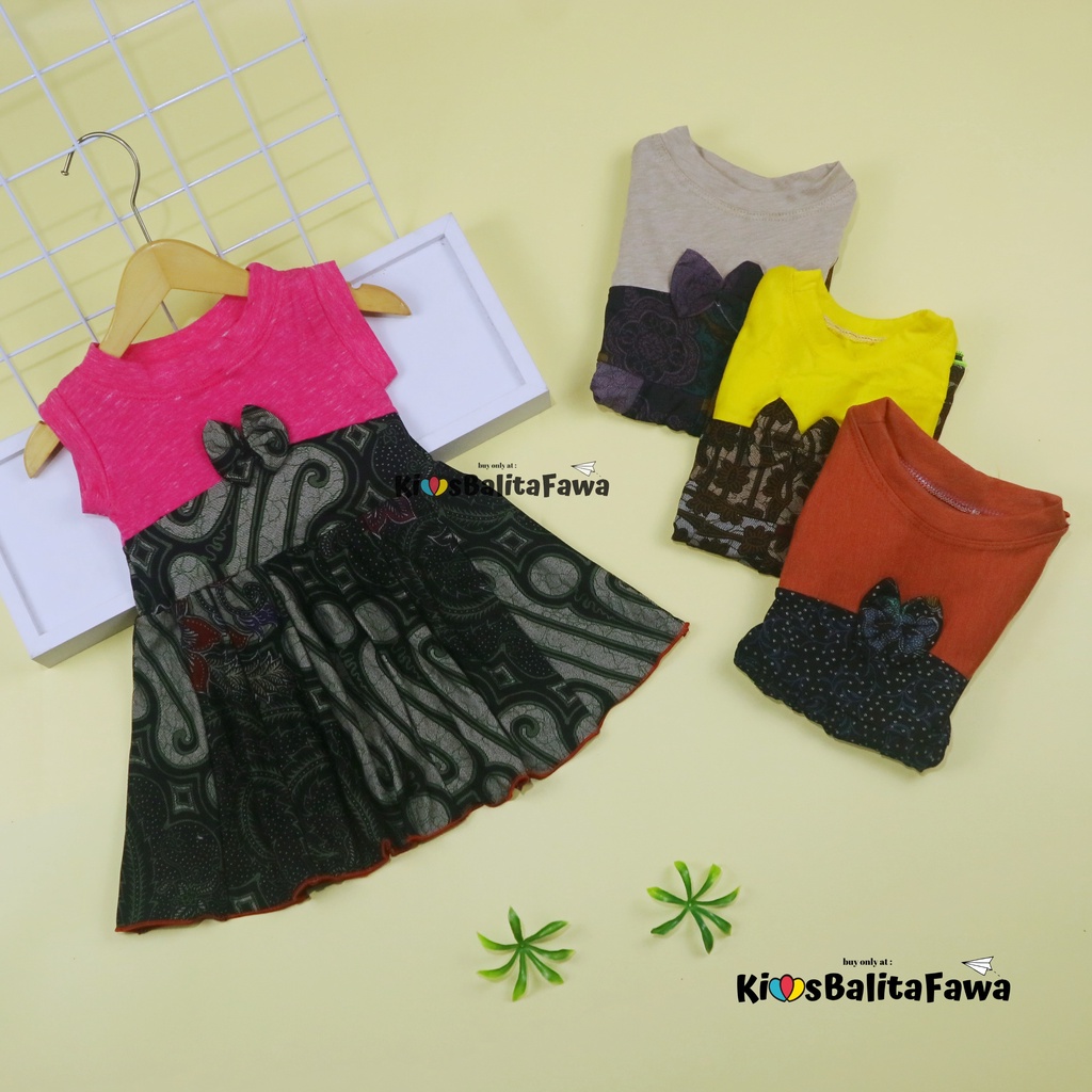 Dress Aila 1-2 Tahun / Dres Pesta Murah Baju Anak Perempuan Murah Harian Gaun Yukensi Batik Baru