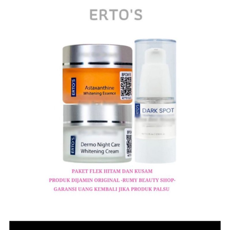 ERTOS PAKET FLEK HITAM 3in1 ( Dark Spot Serum, Astaxanthine, Night Cream)