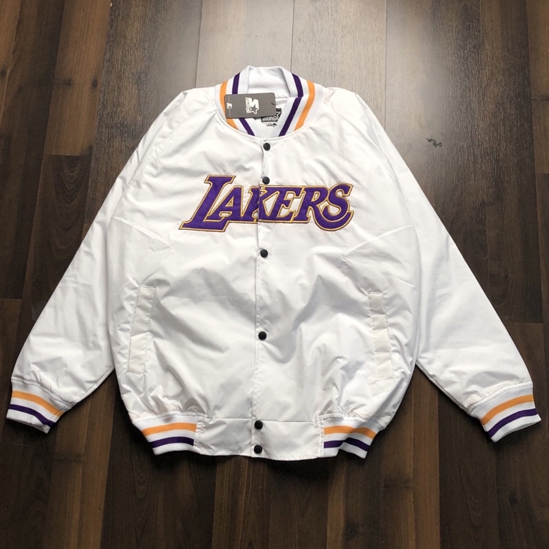 VARSITY LAKERS TEXT BORDIR PUTIH MIRROR ORIGINAL JAKET BOMBER