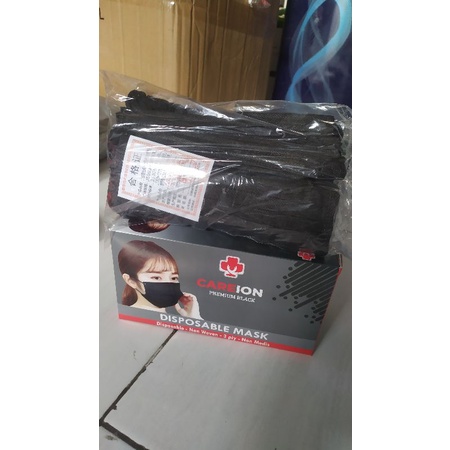 Ne Care Masker Earloop Box (isi 50) Nyaman Tali Kuat 3 Ply Non Medis Face Mask Pria Wanita-Masker hitam