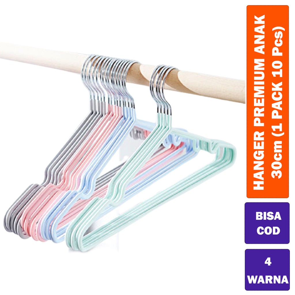 Hanger Anak Premium / Gantungan Baju / Hanger Baja 30cm (1 Pack 10Pcs)