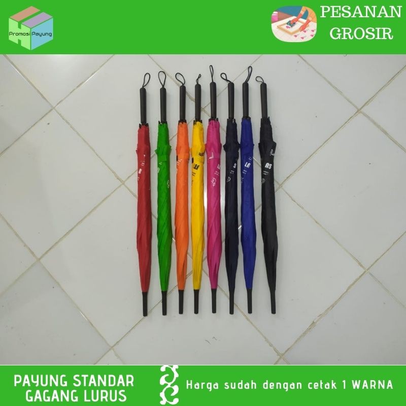 [ payung custom grosir ] payung Standar Gagang Lurus Selapis sablon 1 warna - promosi souvenir