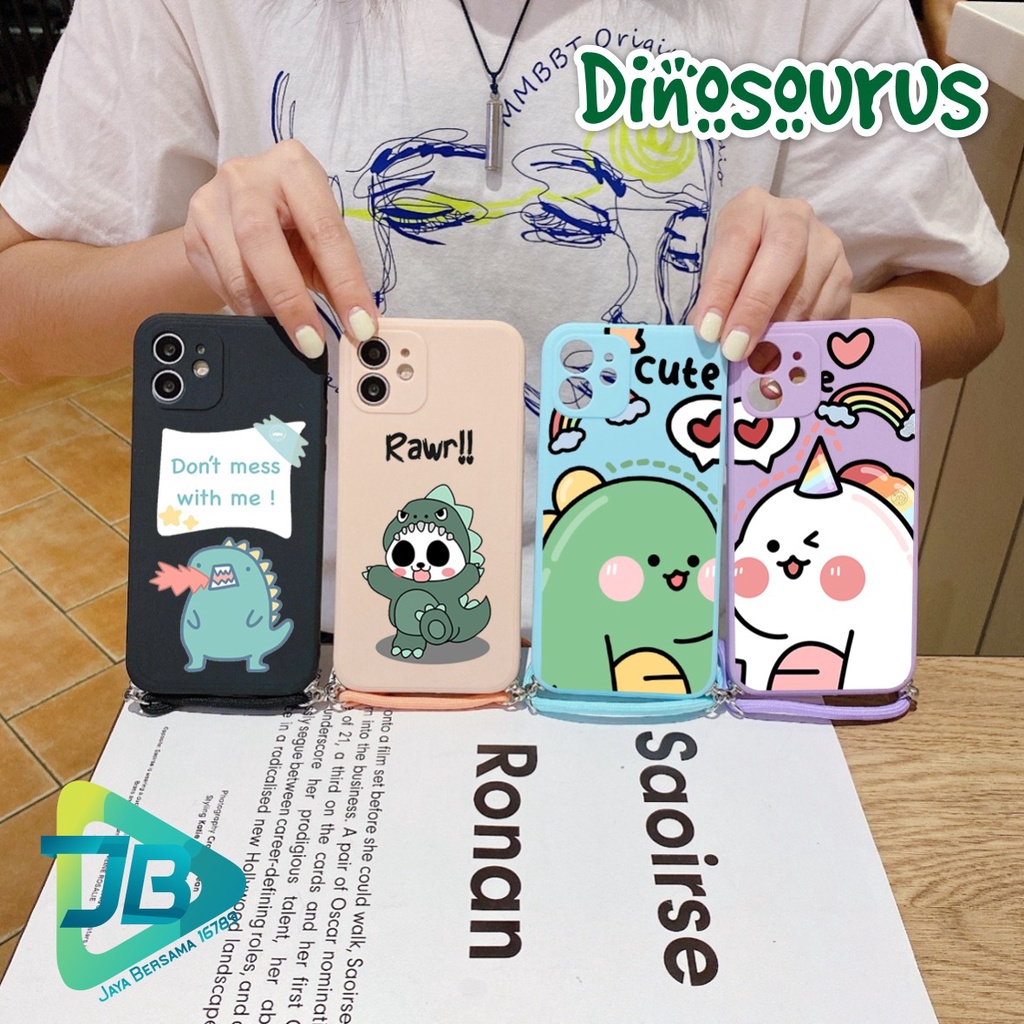 SOFTCASE SILIKON SLINGCASE TALI LANYARD STRAP PHONE MACARON PELINDUNG KAMERA DINOSOURUS OPPO VIVO SAMSUNG XIAOMI REALME IPHONE ALL TYPE JB5314