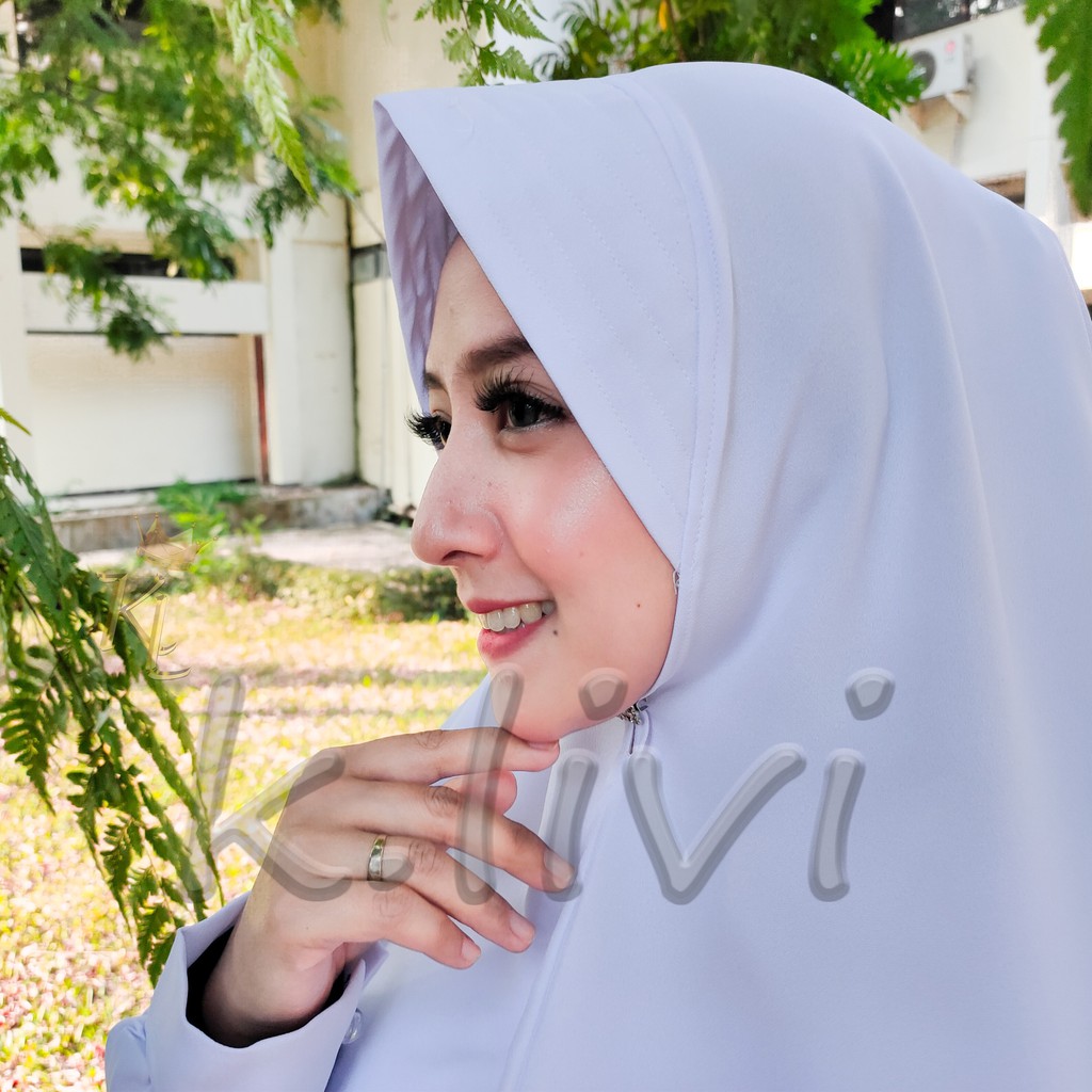 Baju gamis putih syari M L XL pengajian manasik busana muslim wanita-5