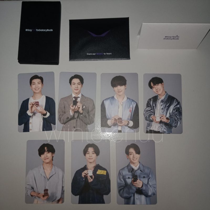 pc photocard bts samsung buds lamaran rm namjoon jin seokjin suga yoongi j-hope hoseok jimin v taehy