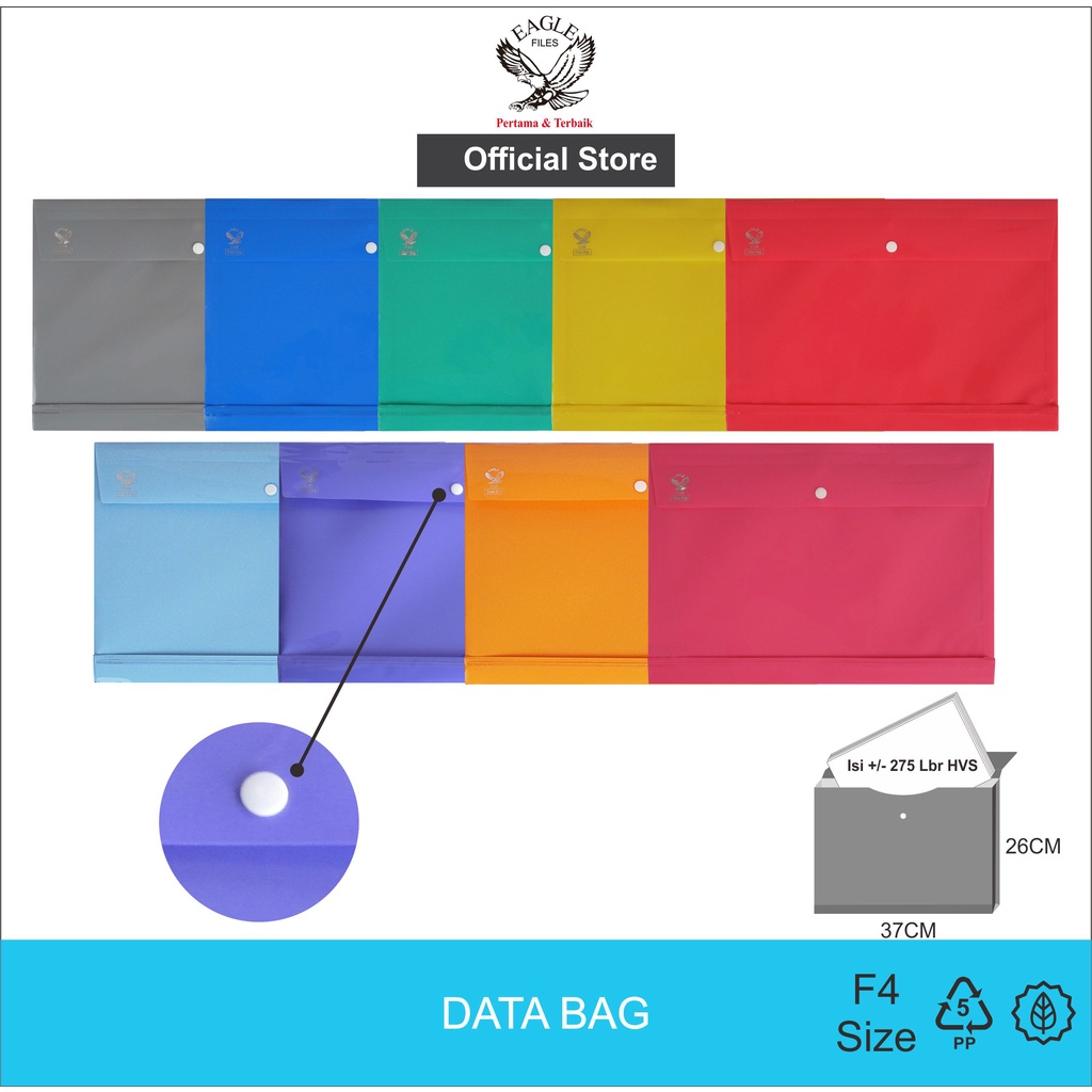 

Map Plastik Kancing F4 EAGLEFiles Opaque Punggung Data Bag Horizontal E 248