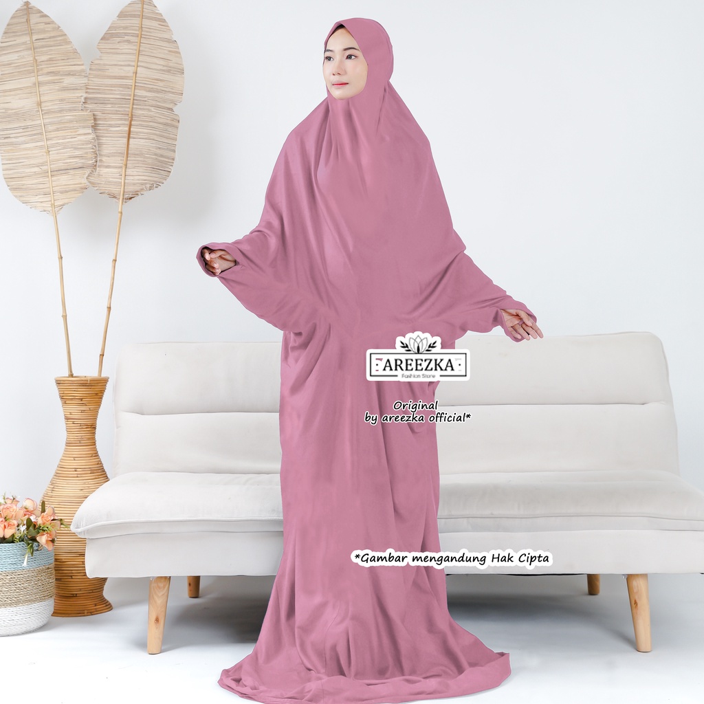 Mukena Terusan Hadramaut Hadijah Terompah Rayon Polos Super Adem Mukena Areezka