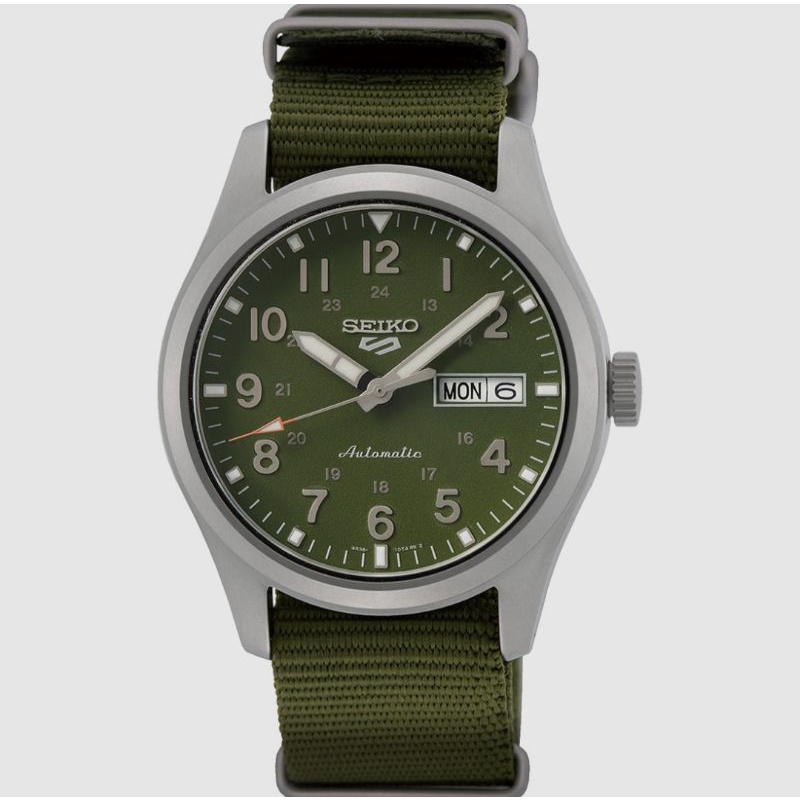 Jam Tangan Pria Seiko 5 Sports SRPG33K1 Automatic Green Army Nylon Strap